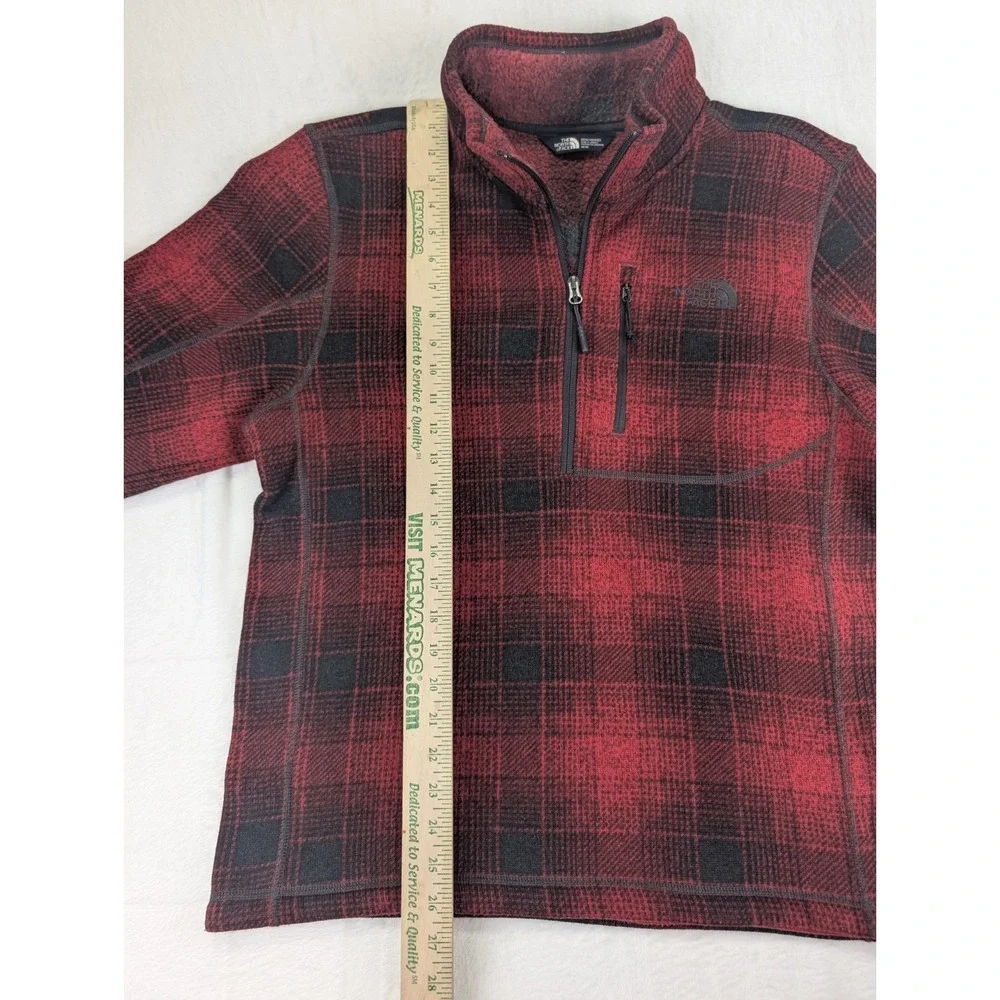 The North Face Gordon Lyons Plaid 1/4 Zip Jacket Mens Medium Red Fleece Gorpcore